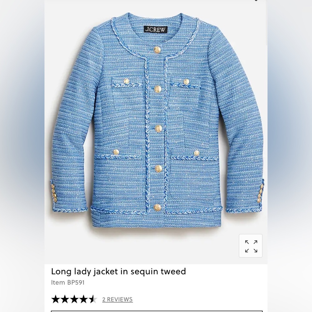 NWT J.Crew long lady jacket in sequin tweed